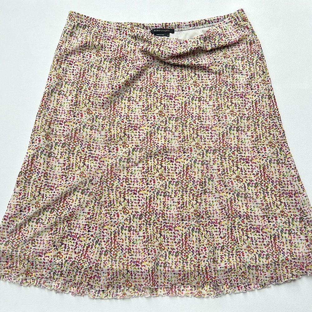 BCBGMaxAzria skirt abstract‎ print stretch whimsygoth cottagecore midi size XL
